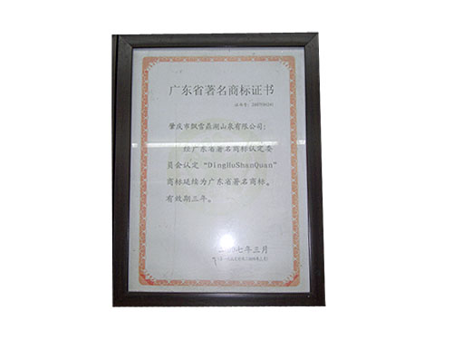 广东省著名商标证书